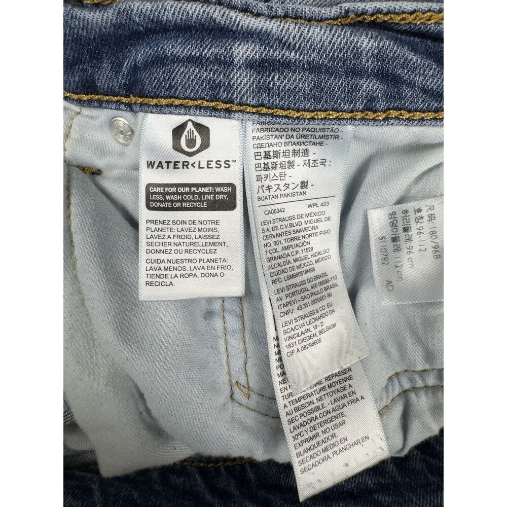 Levi’s 514 Straight Fit Blue Jeans Men’s Size 37x29.5 Distressed Wash Denim‎